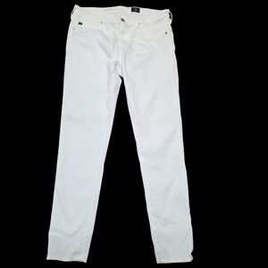 Ag Adriano Goldschmied "The Abbey Ankle" Mid-rise Super  Skinny White Jeans